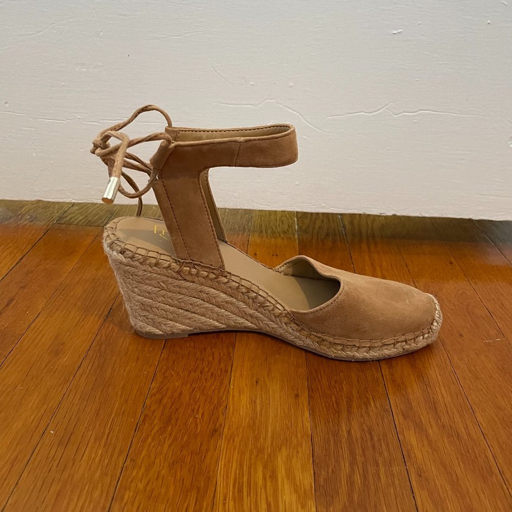 Franco Sarto Suede Ankle Strap Wedges